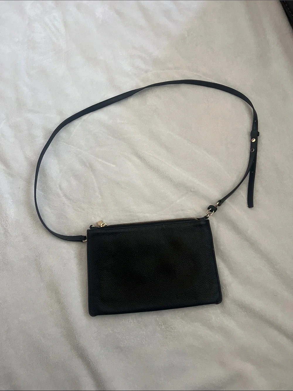 Michael Kors Black Leather Pebbled Crossbody with Gold Hardware